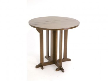 Table ronde 80 cm de diamètre en hévéa massif, Finition Vernis Foncé