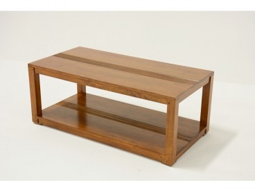 Table basse 100 x 50 cm en bois d'hévéa, Finition Vernis Miel