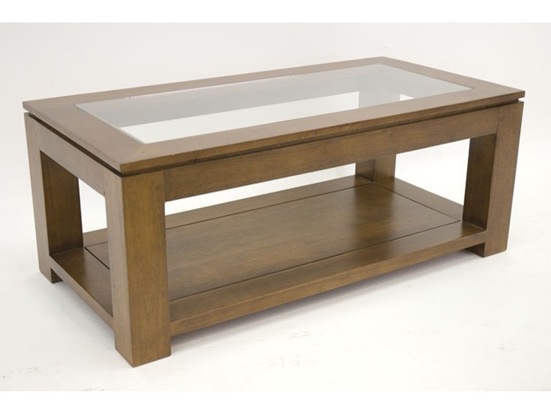 Table basse en hévéa massif, Finition Vernis Foncé Table basse en hévéa massif, Finition Vernis Foncé