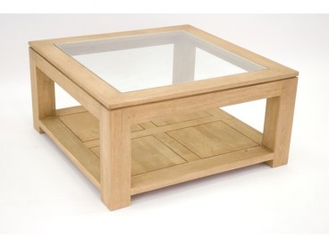 Table basse 80 x 80 cm en bois massif, Finition Huilé Naturel