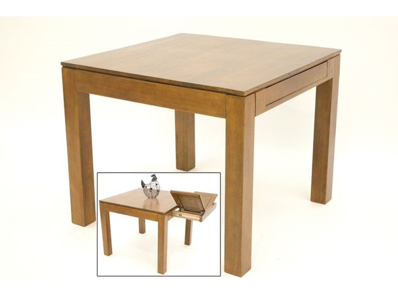 Table carrée Bangkok 3 en hévéa massif