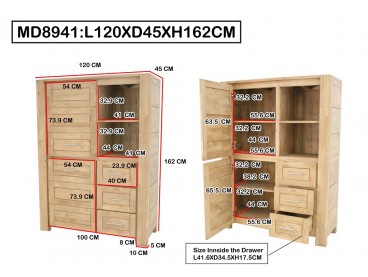 Dimensions du buffet haut Tiga