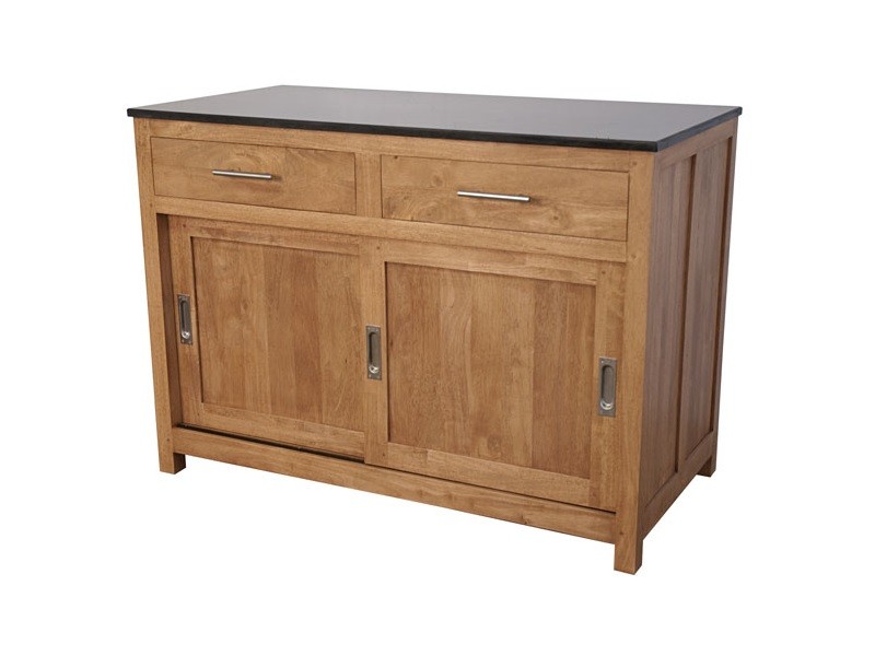 Meuble bas de cuisine en bois d'hévéa massif