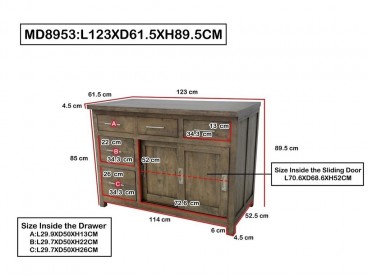 Dimensions du meuble bas 2 de cuisine