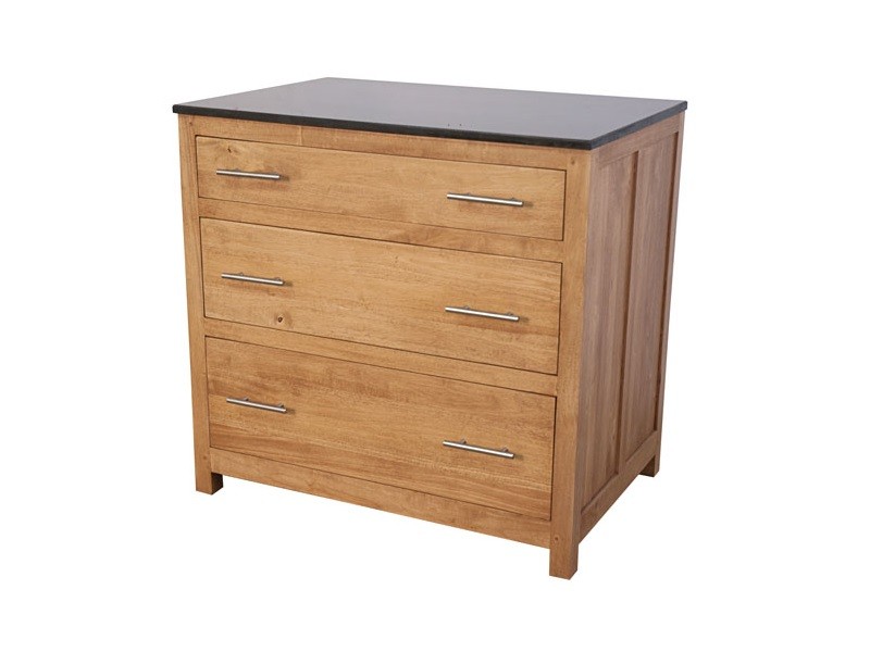 Meuble bas de cuisine en bois d'hévéa massif