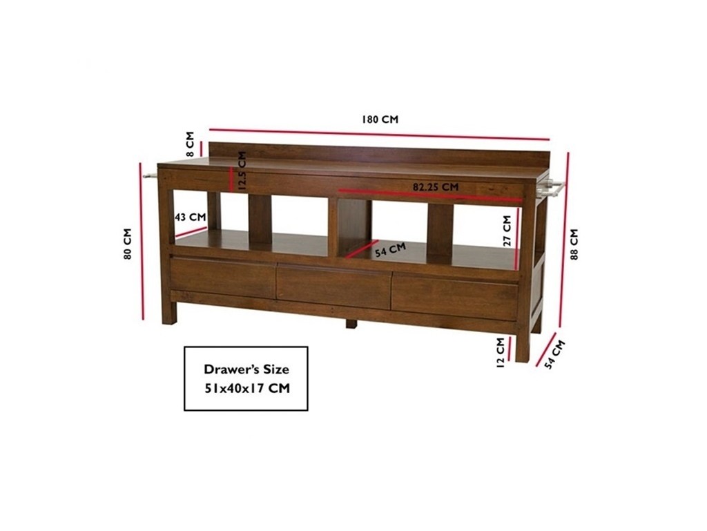 Meuble double vasque Océania 3 tiroirs 180 cm en bois massif - Meuble