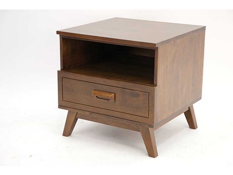 Bout de canapé Vintage en hévéa massif