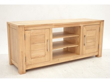 Meuble TV Thaman 140 cm en bois d'hévéa massif