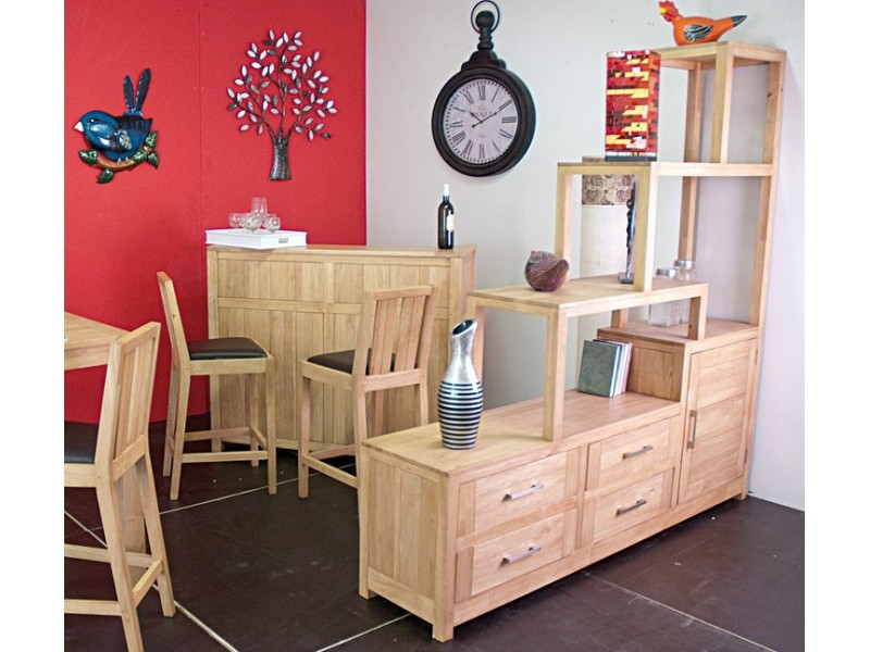 Meuble escalier Thaman en hévéa massif