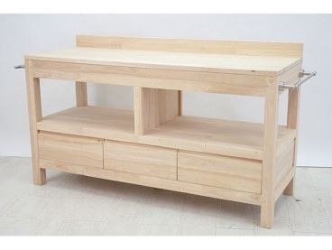 Meuble double vasque Océania 3 tiroirs en bois massif