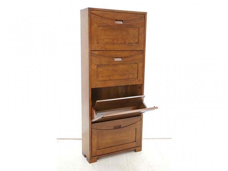 Meuble à chaussures en bois massif acacia, chêne, hévéa, teck...