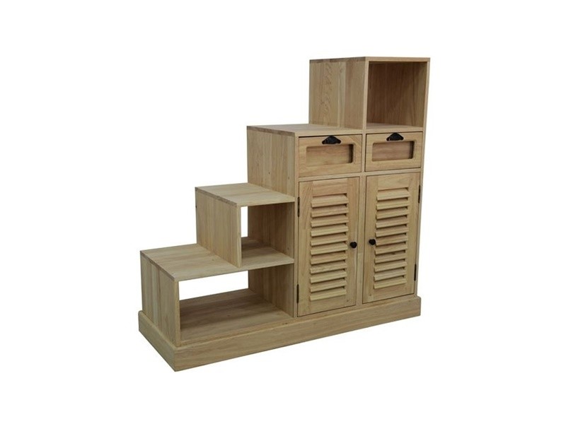 Meuble escalier Colonial en hévéa massif