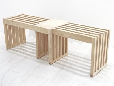 Maisons Origines Banc bois brut / Table basse - 116X39X50cm - pièce unique