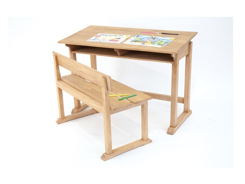 Bureau écolier Rayong en hévéa massif