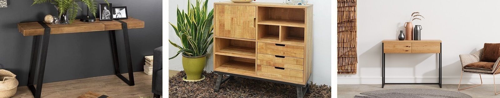 Console en bois massif : acacia, chêne, hévéa, teck... Lotuséa