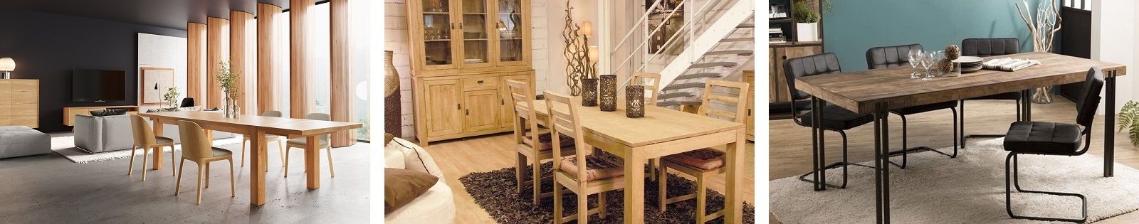 Table de salle à manger en bois massif : acacia, chêne, hévéa, teck...